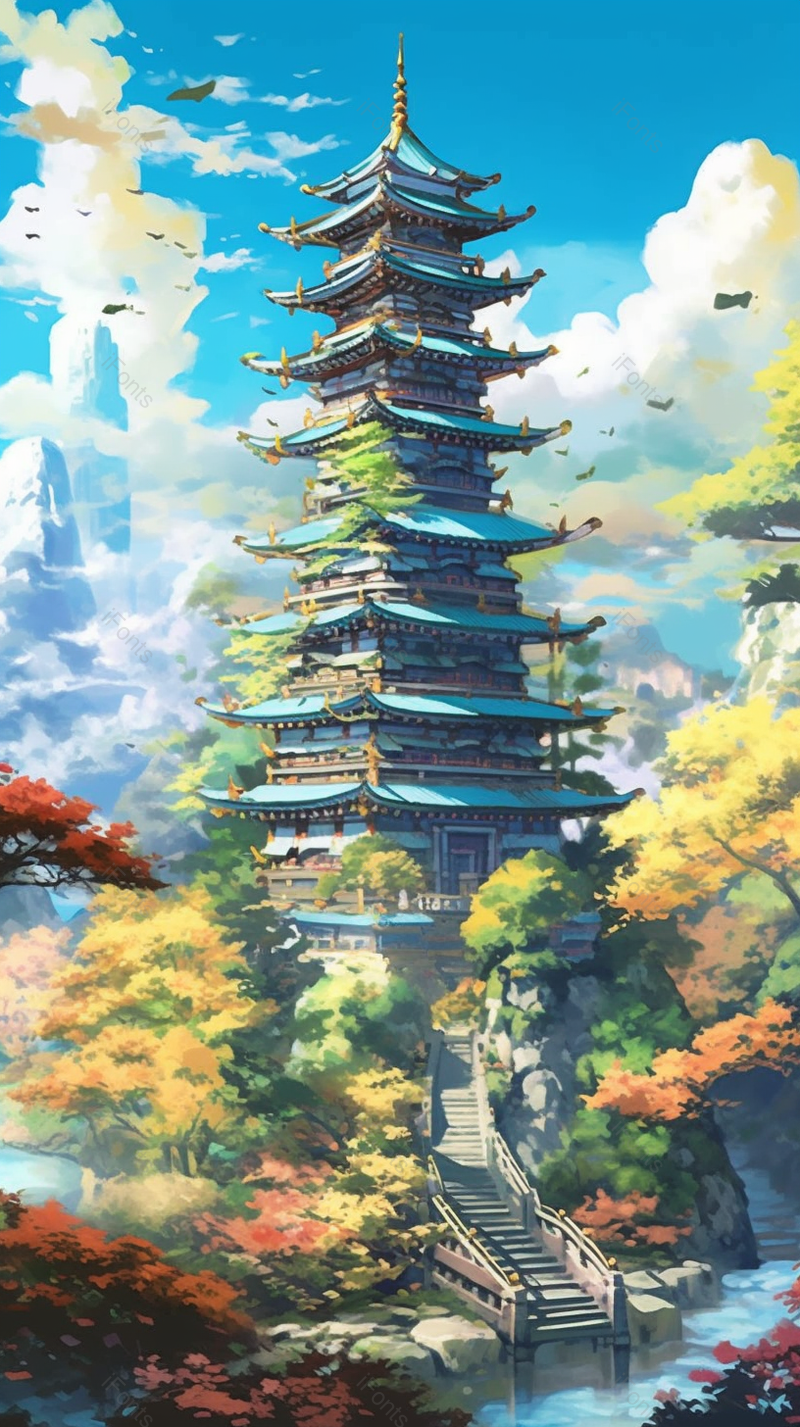 国潮青山绿水建筑插画,插画/手绘图,插画/手绘图库,插画/手绘图下载,插画/手绘